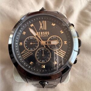 Versus Versace Black and Gold Accent Chronograph Watch